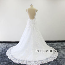Load image into Gallery viewer, rosemoda-cap-sleeve-crystal-lace-trumpet-wedding-dress-e.jpg