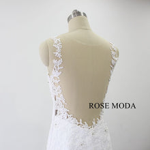 Load image into Gallery viewer, rosemoda-cap-sleeve-crystal-lace-trumpet-wedding-dress-f.jpg