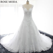 Load image into Gallery viewer, rosemoda-cap-sleeve-curved-v-neck-dropped-a-line-wedding-dress-a.jpg