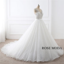 Load image into Gallery viewer, rosemoda-cap-sleeve-delicate-beaded-ball-gown-wedding-dress-b.jpg