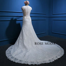 Load image into Gallery viewer, rosemoda-cap-sleeve-fitted-a-line-lace-wedding-dress-d.jpg