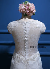 Load image into Gallery viewer, rosemoda-cap-sleeve-fitted-a-line-lace-wedding-dress-f.jpg