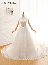 Load image into Gallery viewer, rosemoda-cap-sleeve-lace-a-line-wedding-dress-a.jpg