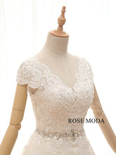 Load image into Gallery viewer, rosemoda-cap-sleeve-lace-a-line-wedding-dress-f.jpg