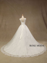 Load image into Gallery viewer, rosemoda-cap-sleeve-lace-ball-gown-wedding-dress-with-beaded-belt-c.jpg