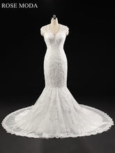 Load image into Gallery viewer, rosemoda-cap-sleeve-lace-mermaid-wedding-dress-cut-out-back-a.jpg