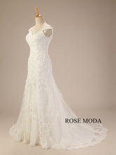 Load image into Gallery viewer, rosemoda-cap-sleeve-lace-trumpet-wedding-dress-b.jpg