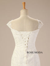 Load image into Gallery viewer, rosemoda-cap-sleeve-lace-trumpet-wedding-dress-f.jpg