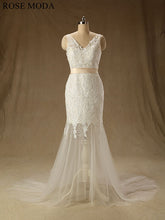 Load image into Gallery viewer, rosemoda-cap-sleeve-see-through-skirt-lace-mermaid-wedding-dress-a.jpg