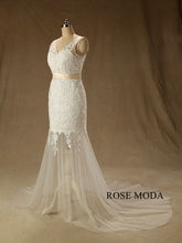 Load image into Gallery viewer, rosemoda-cap-sleeve-see-through-skirt-lace-mermaid-wedding-dress-b.jpg