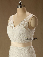 Load image into Gallery viewer, rosemoda-cap-sleeve-see-through-skirt-lace-mermaid-wedding-dress-e.jpg