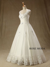 Load image into Gallery viewer, rosemoda-cap-sleeve-structured-lace-a-line-wedding-dress-b.jpg