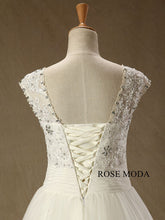 Load image into Gallery viewer, rosemoda-cap-sleeve-structured-lace-a-line-wedding-dress-f.jpg