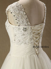 Load image into Gallery viewer, rosemoda-cap-sleeve-structured-lace-a-line-wedding-dress-m.jpg