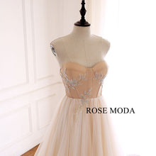 Load image into Gallery viewer, rosemoda-champagne-a-line-wedding-dress-b.jpg