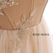 Load image into Gallery viewer, rosemoda-champagne-a-line-wedding-dress-d.jpg