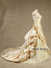 Load image into Gallery viewer, rosemoda-champagne-lace-taffeta-ball-gown-wedding-dress-b.jpg