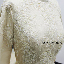Load image into Gallery viewer, rosemoda-champagne-muslim-ball-gown-wedding-dress-e.jpg