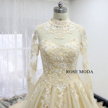 Load image into Gallery viewer, rosemoda-champagne-organza-ball-gown-wedding-dress-b.jpg