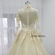 Load image into Gallery viewer, rosemoda-champagne-organza-ball-gown-wedding-dress-f.jpg