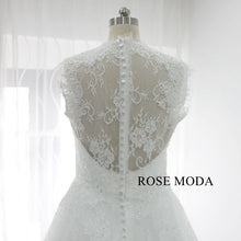 Load image into Gallery viewer, rosemoda-chantilly-lace-a-line-wedding-dress-with-removable-crystal-belt-h.jpg