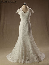 Load image into Gallery viewer, rosemoda-chantilly-lace-mermaid-wedding-dress-with-cut-out-back-a.jpg