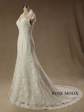 Load image into Gallery viewer, rosemoda-chantilly-lace-mermaid-wedding-dress-with-cut-out-back-b.jpg