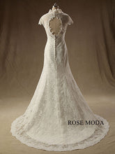 Load image into Gallery viewer, rosemoda-chantilly-lace-mermaid-wedding-dress-with-cut-out-back-c.jpg