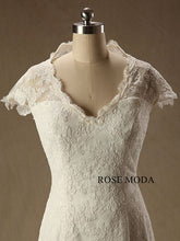 Load image into Gallery viewer, rosemoda-chantilly-lace-mermaid-wedding-dress-with-cut-out-back-d.jpg