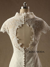 Load image into Gallery viewer, rosemoda-chantilly-lace-mermaid-wedding-dress-with-cut-out-back-f.jpg