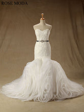 Load image into Gallery viewer, rosemoda-chantilly-lace-ruffled-organza-mermaid-wedding-dress-a.jpg