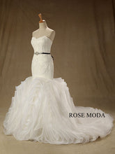 Load image into Gallery viewer, rosemoda-chantilly-lace-ruffled-organza-mermaid-wedding-dress-b.jpg