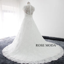 Load image into Gallery viewer, rosemoda-chantilly-lace-short-sleeve-a-line-wedding-dress-c.jpg