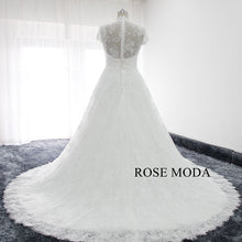 Load image into Gallery viewer, rosemoda-chantilly-lace-short-sleeve-a-line-wedding-dress-d.jpg