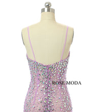 Load image into Gallery viewer, rosemoda-crystal-lace-illusion-purple-evening-dress-g.jpg
