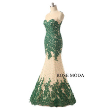 Load image into Gallery viewer, rosemoda-customized-green-lace-mermaid-evening-dress-b.jpg