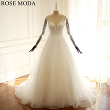 Load image into Gallery viewer, rosemoda-delicate-beading-long-sleeve-a-line-wedding-dress-a.jpg