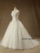 Load image into Gallery viewer, rosemoda-dropped-waist-a-line-organza-wedding-dress-b.jpg