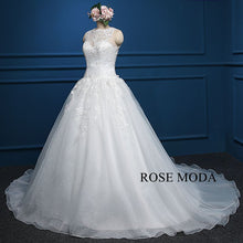 Load image into Gallery viewer, Rosemoda Scallop Bateau Neckline Dropped Waist Ball Gown Wedding Dress