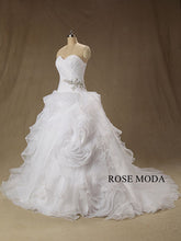 Load image into Gallery viewer, rosemoda-dropped-waist-ruffled-organza-ball-gown-wedding-dress-b.jpg