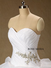 Load image into Gallery viewer, rosemoda-dropped-waist-ruffled-organza-ball-gown-wedding-dress-e.jpg