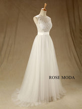 Load image into Gallery viewer, rosemoda-elegant-illusion-a-line-wedding-dress-b.jpg