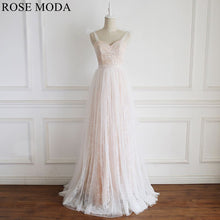 Load image into Gallery viewer, rosemoda-elegant-ivory-over-nude-lace-a-line-wedding-dress-a.jpg