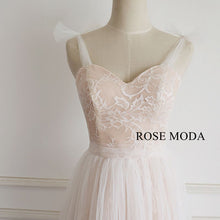 Load image into Gallery viewer, rosemoda-elegant-ivory-over-nude-lace-a-line-wedding-dress-d.jpg