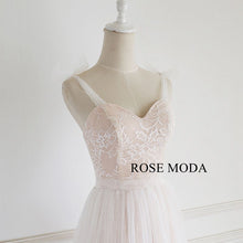 Load image into Gallery viewer, rosemoda-elegant-ivory-over-nude-lace-a-line-wedding-dress-e.jpg