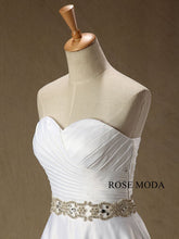 Load image into Gallery viewer, rosemoda-elegant-satin-a-line-wedding-dress-with-crystal-belt-f.jpg