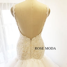 Load image into Gallery viewer, rosemoda-elongated-bodice-lace-mermaid-wedding-dress-d.jpg