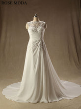Load image into Gallery viewer, rosemoda-fitted-a-line-chiffon-plus-wedding-dress-a.jpg