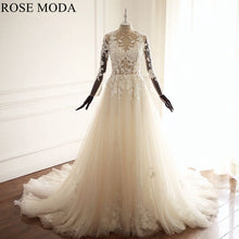 Load image into Gallery viewer, rosemoda-flowing-illusion-lace-a-line-wedding-dress-a.jpg