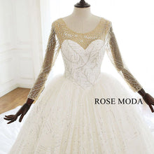 Load image into Gallery viewer, rosemoda-glitter-lace-ball-gown-wedding-dress-with-long-sleeve-c.jpg